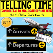 TELLING TIME To The Hour and Half Hour Task Cards “Task Box Filler” SET 1